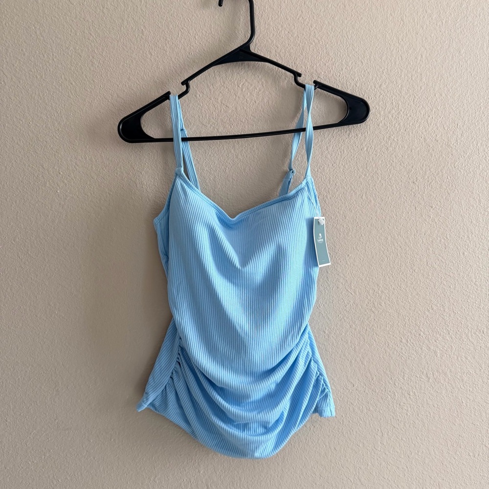 Eomenie Ribbed Blue Tankini Swim Top